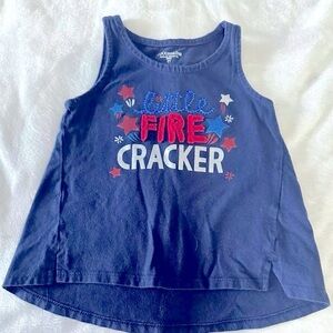 Patriotic Festive‎ Little Firecracker Kids Tank Top - Blue and Red Size 2T